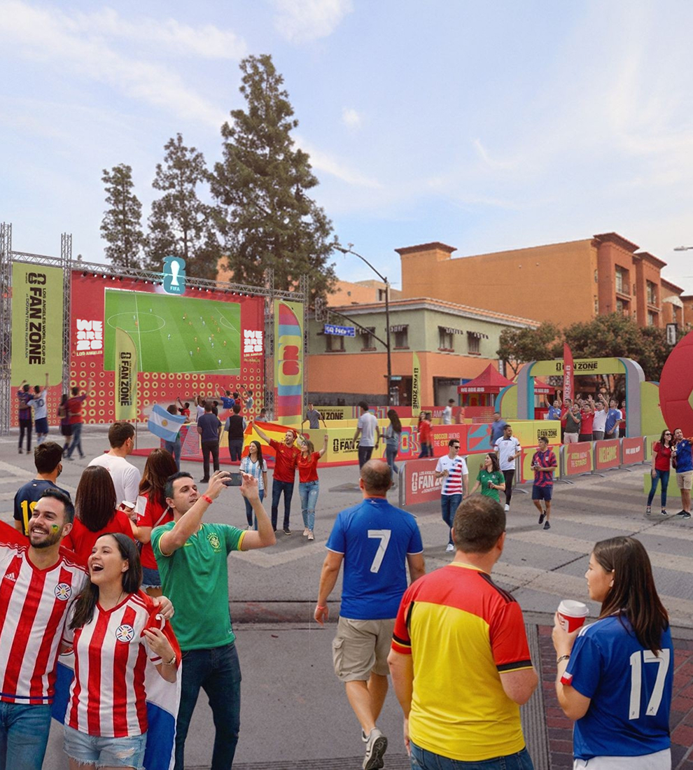 Fans celebrating at a FIFA World Cup Fan Zone